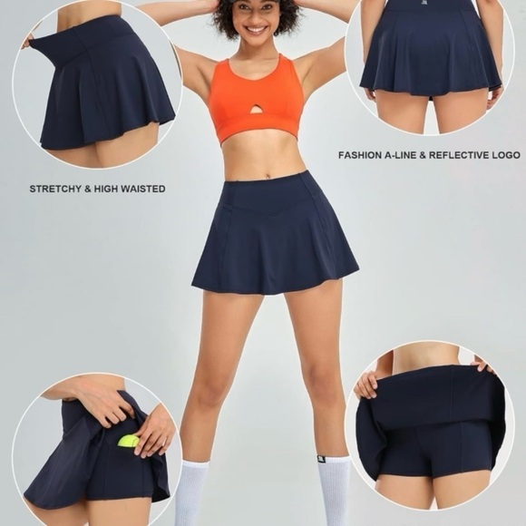 NWT 1a1a Tennis Skirts Pockets Women High Waisted Golf Workout Sports Skort XXXL - Picture 5 of 12